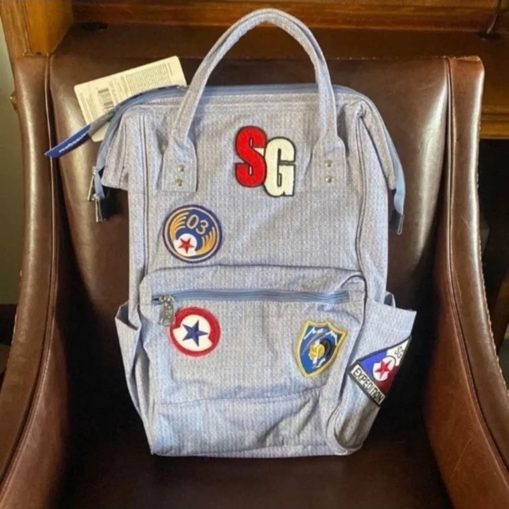 Swiss Gear 15 Ltrs Light Blue Diamond with Patches Laptop Backpack 🆕